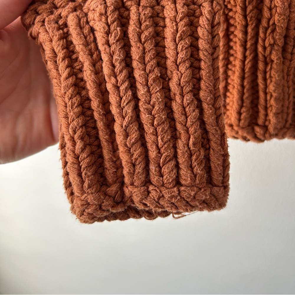 Free People My Only Sunshine Chunky Turtleneck Cropped Sweater Burnt Orange XS - Picture 10 of 13